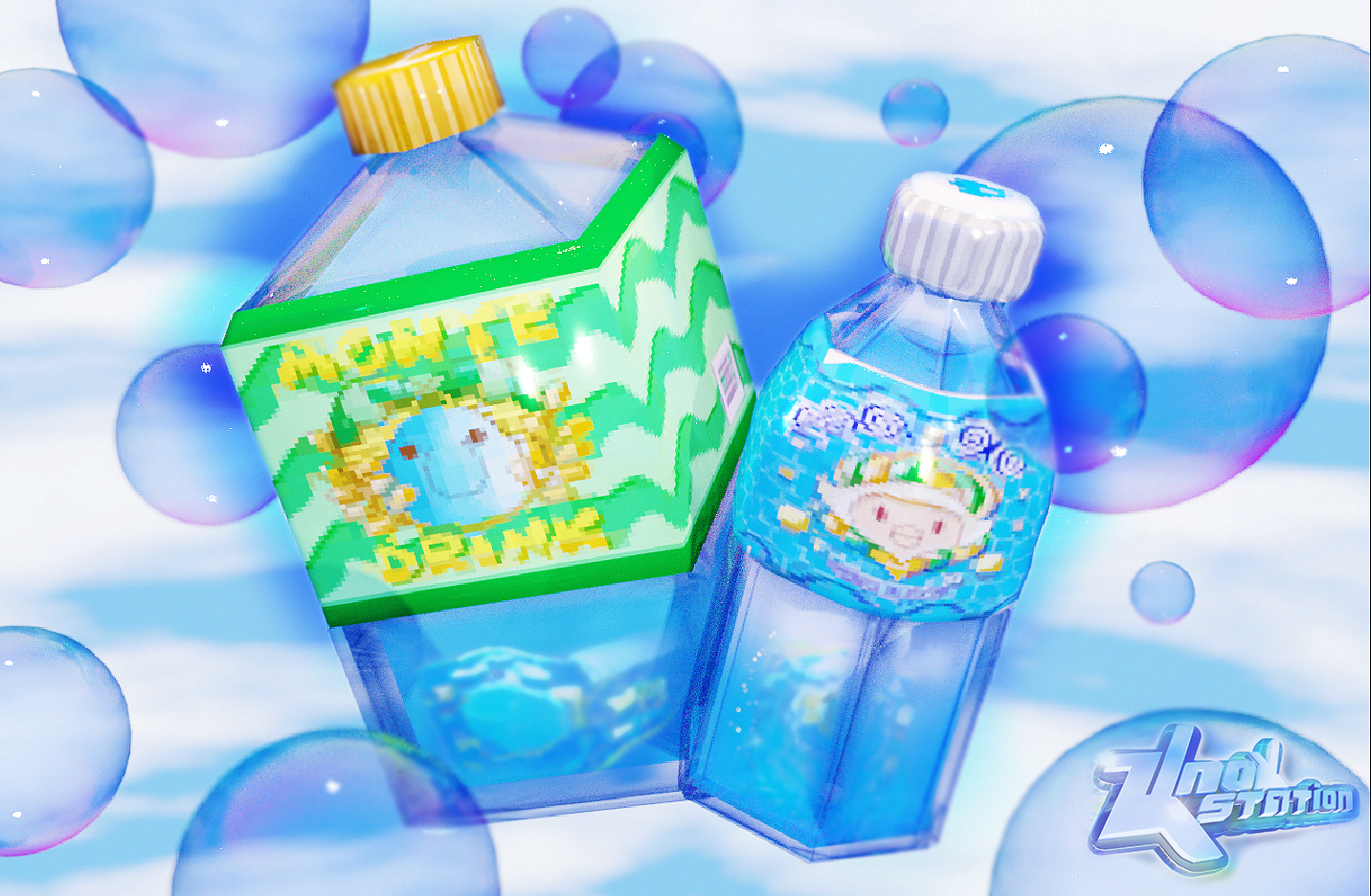 3D render of the water bottles from Super Mario Sunshine